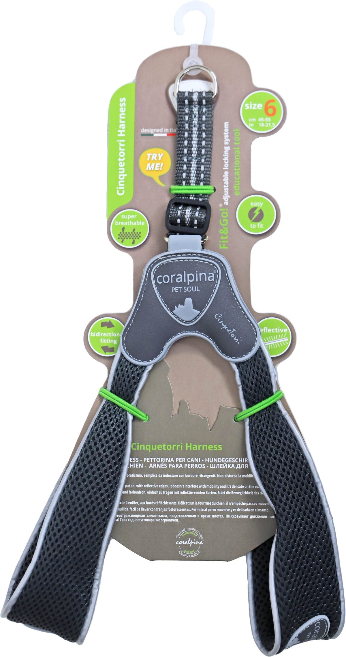 Coralpina harness Cinquetorri zwart, maat 6. C100BG060