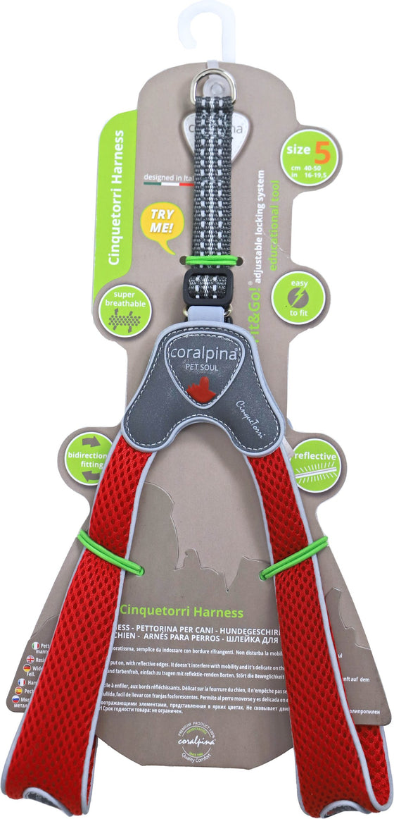 Coralpina harness Cinquetorri rood, maat 5. C100RD050