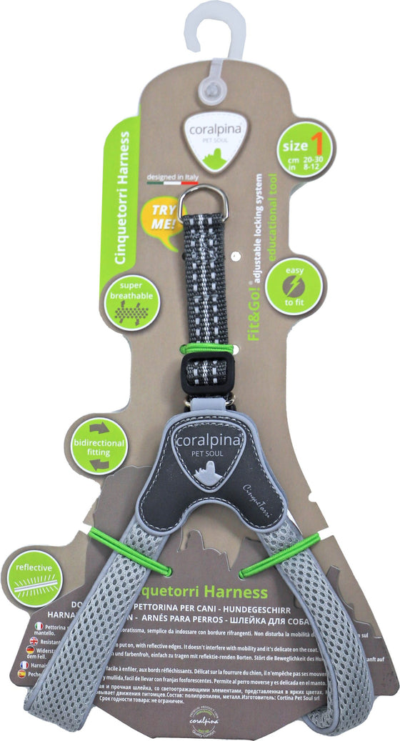 Coralpina harness Cinquetorri lichtgrijs, maat 1. C100LG010