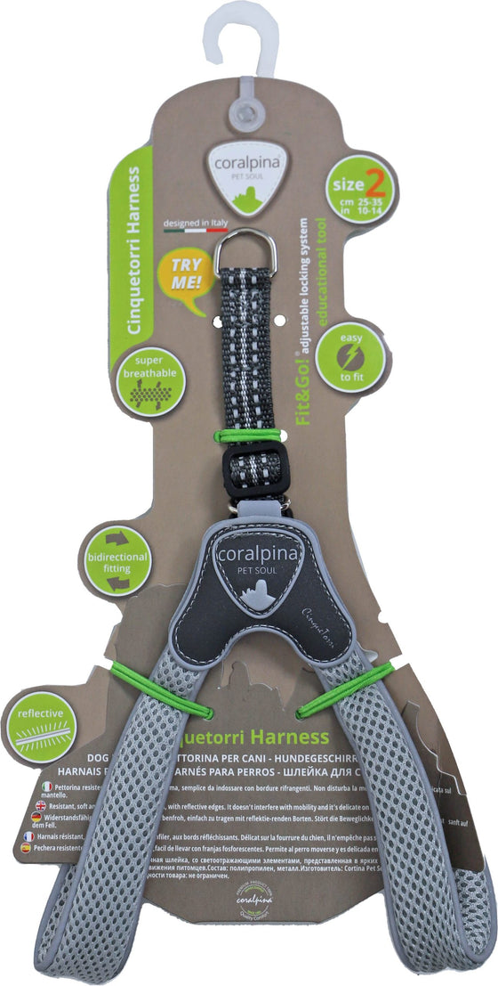 Coralpina harness Cinquetorri lichtgrijs, maat 2. C100LG020