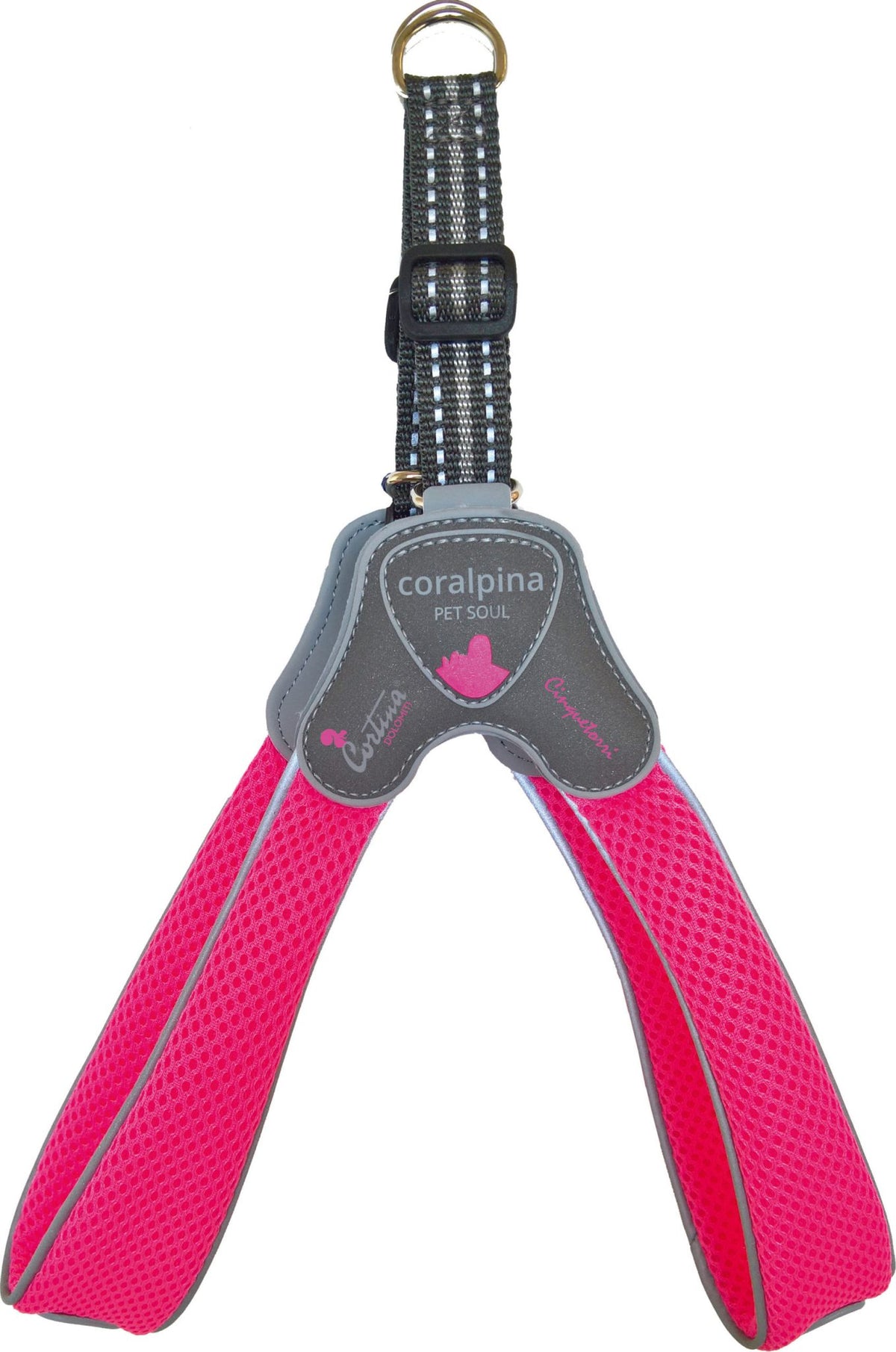 Coralpina harness Cinquetorri fluorizerend roze, maat 4. C100PF040