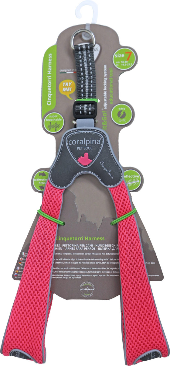Coralpina harness Cinquetorri fluorizerend roze, maat 7. C100PF070
