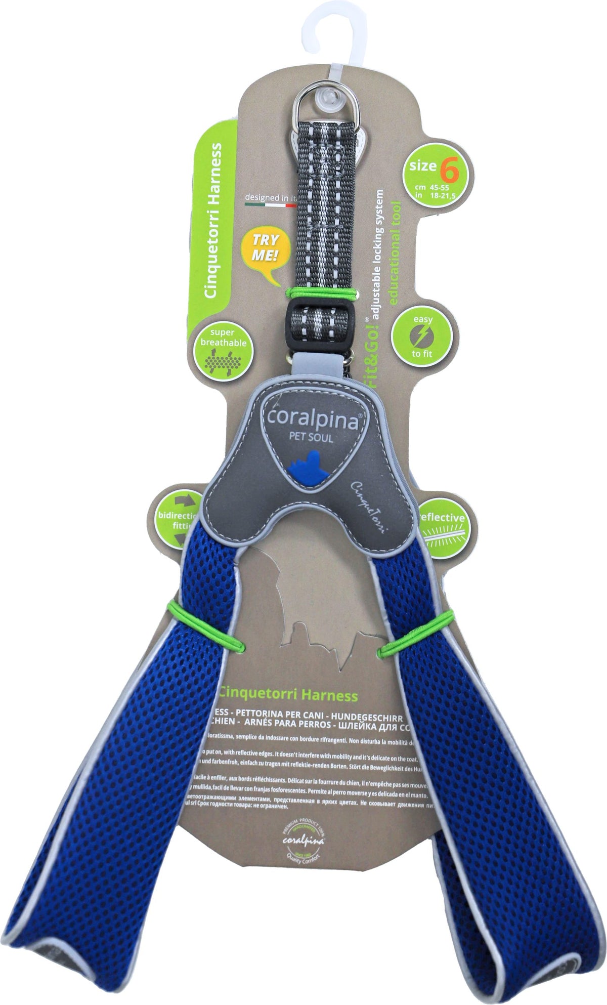 Coralpina harness Cinquetorri blauw, maat 6. C100BE060