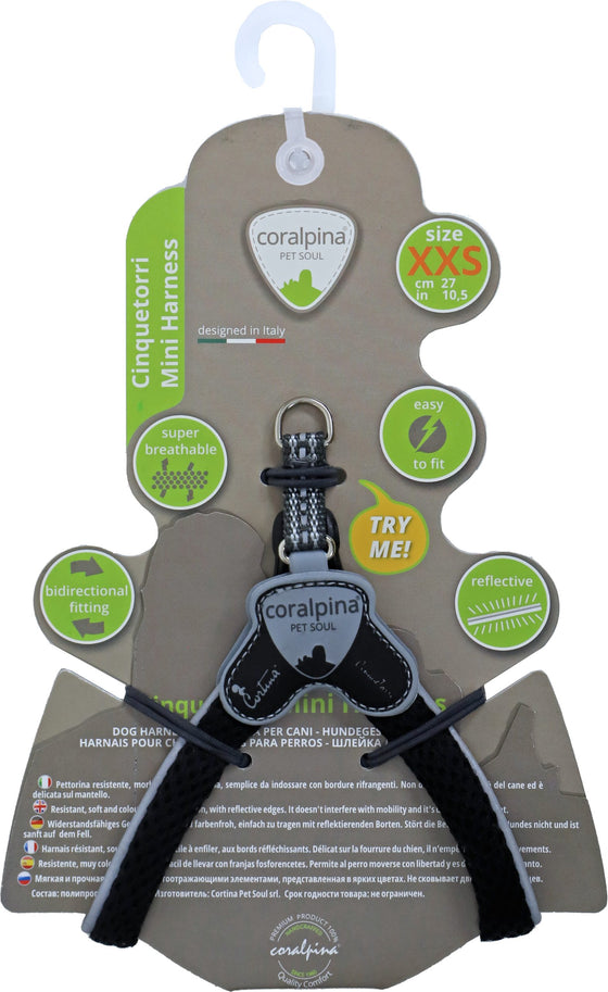 Coralpina harness Cinquetorri mini, zwart XXS. C111DB000