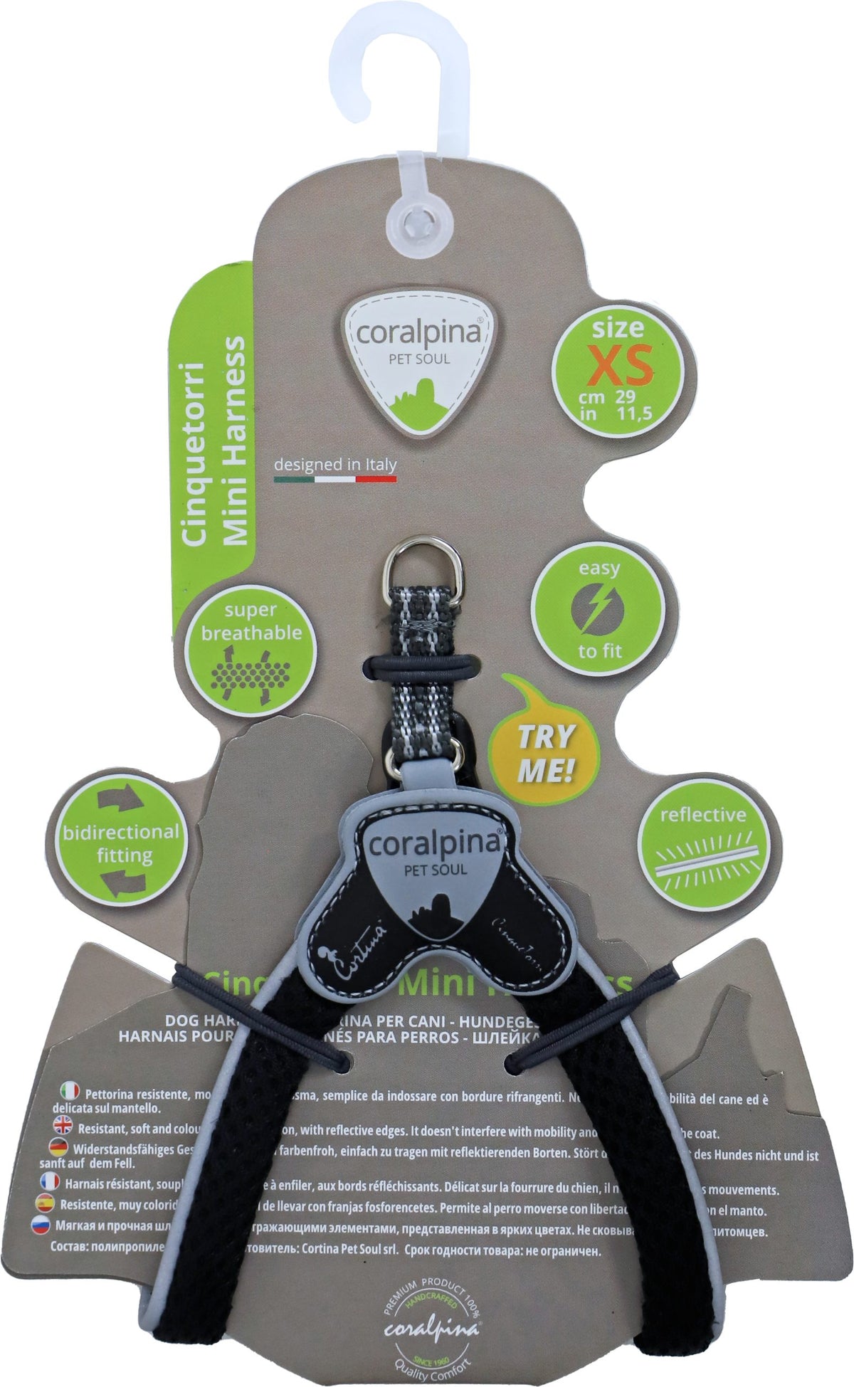 Coralpina harness Cinquetorri mini, zwart XS. C111DB001