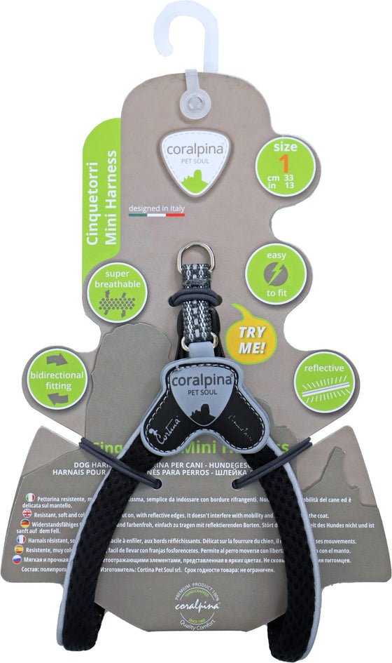 Coralpina harness Cinquetorri mini, zwart M1. C111DB010