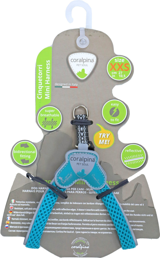 Coralpina harness Cinquetorri mini, turquoise XXS. C111TU00