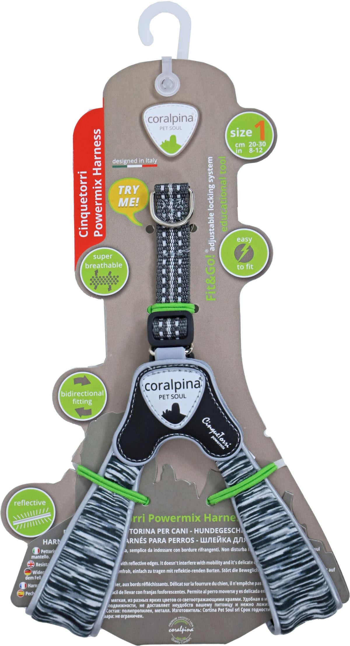 Coralpina harness Powermix dark, maat 1. C120DM010