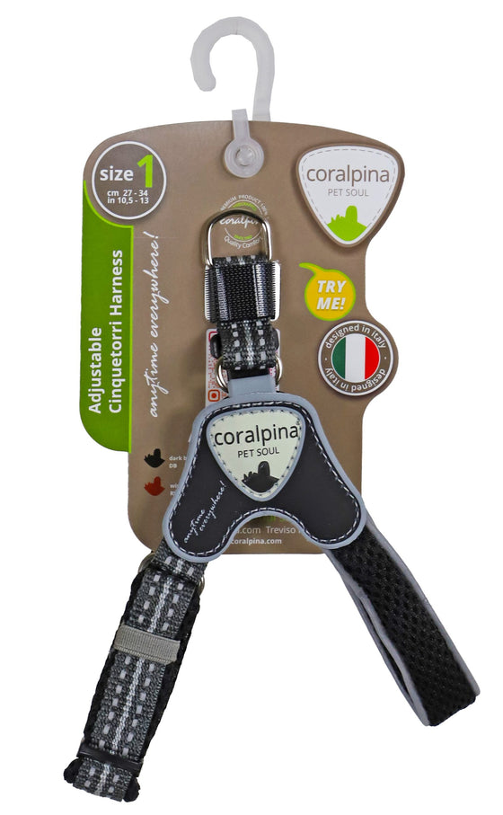Coralpina harnass verstelbaar cinquetorri zwart maat 1 c101db010
