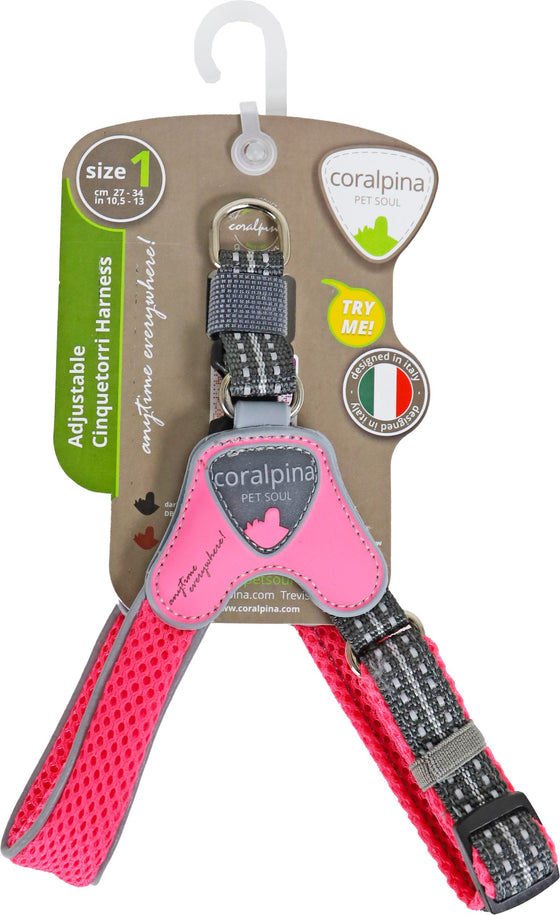 Coralpina harnas verstelbaar cinquetorri fluoriserend roze maat 1 c101pf010
