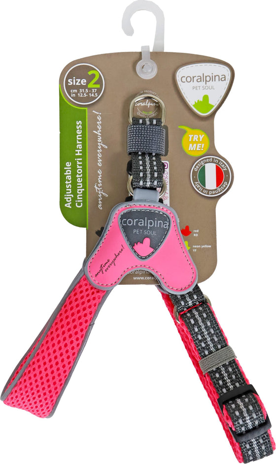 Coralpina harnas verstelbaar cinquetorri fluoriserend roze maat 2 c101pf020