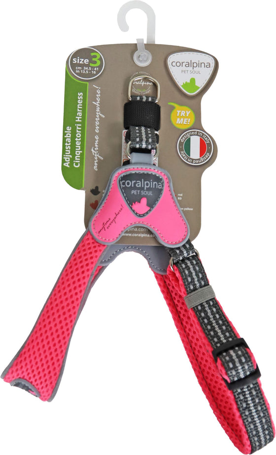 Coralpina harnas verstelbaar cinquetorri fluoriserend roze maat 3 c101pf030