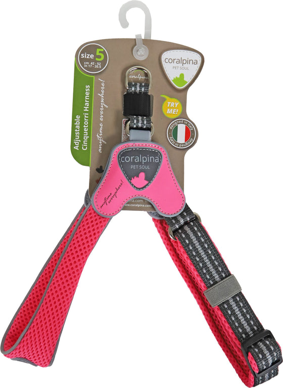 Coralpina harnas verstelbaar cinquetorri fluoriserend roze maat 5 c101pf050