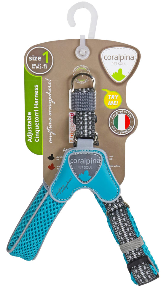 Coralpina harnas verstelbaar cinquetorri turquoise maat 1 c101tu010