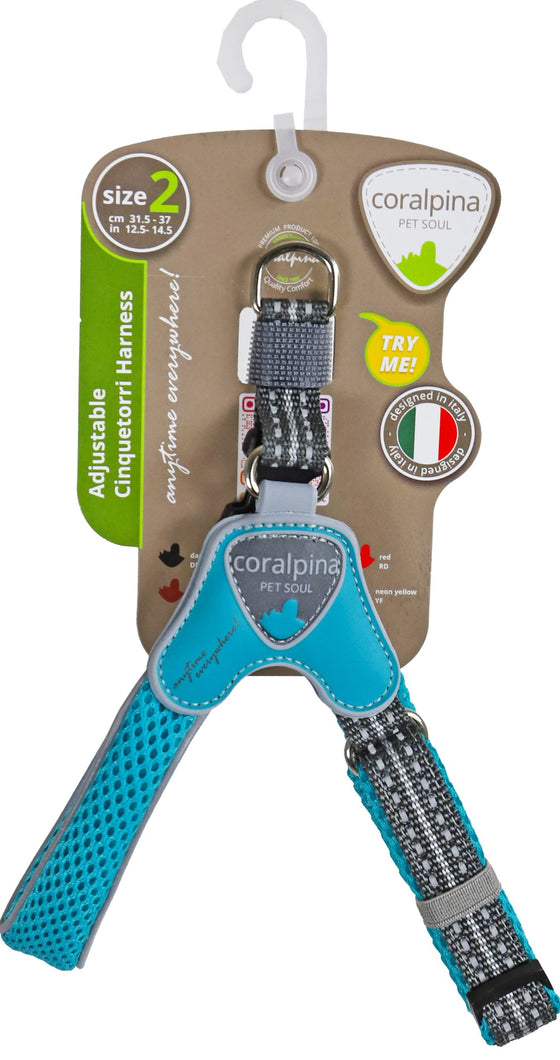 Coralpina harnas verstelbaar cinquetorri turquoise maat 2 c101tu020