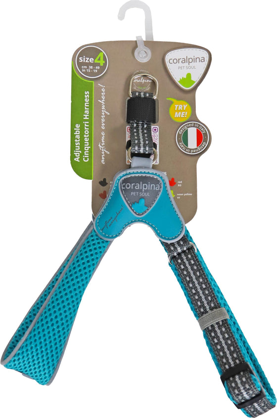 Coralpina harnas verstelbaar cinquetorri turquoise maat 4 c101tu040