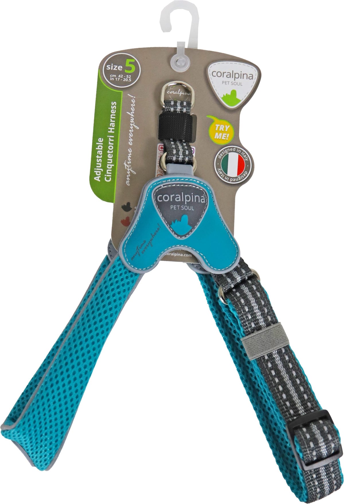 Coralpina harnas verstelbaar cinquetorri turquoise maat 5 c101tu050