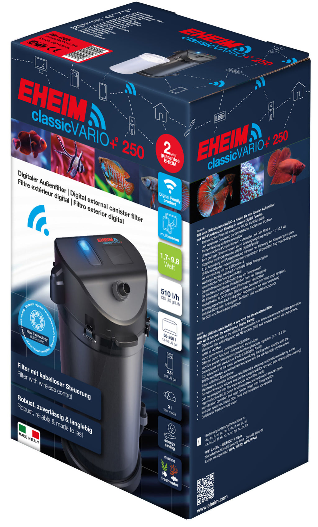 Eheim filter classic vario+e 250 inclusief filtermassa wifi