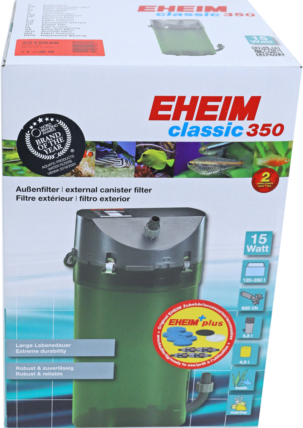 Eheim filter Classic 350, met filtermassa.