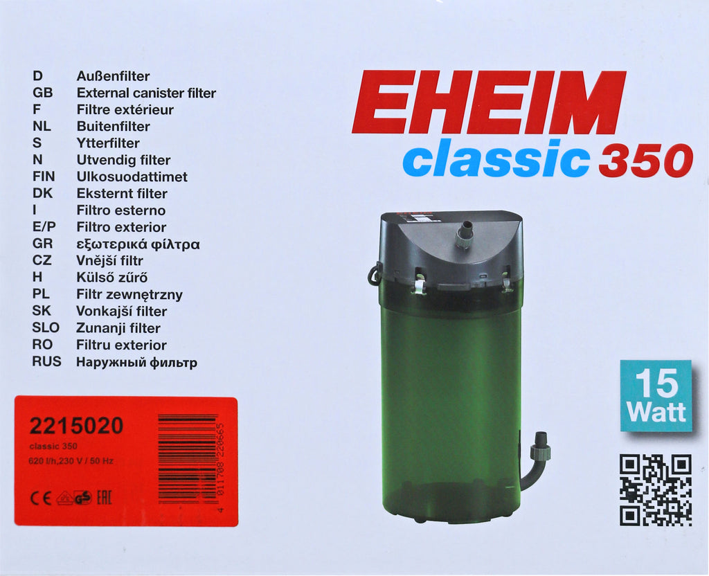 Eheim filter Classic 350, met filtermassa.