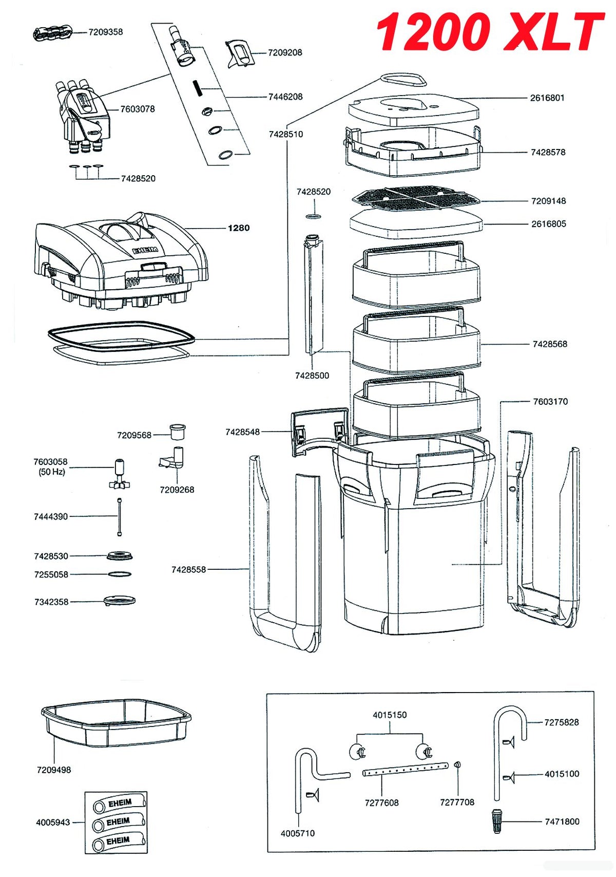 Eheim thermo-filter Professional 3 1200 XLT, zonder filtermassa.