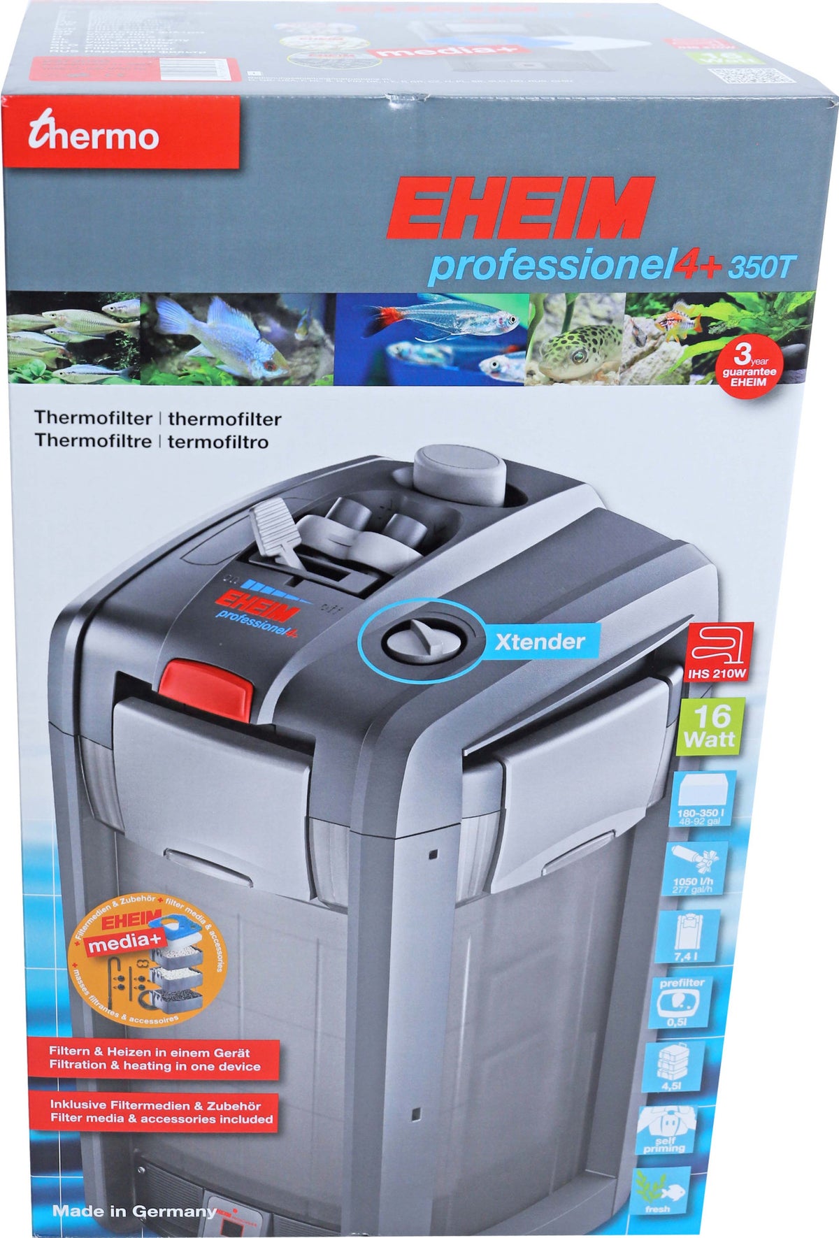 Eheim buitenfilter Professional 4+ thermo, 350 inclusief filtermassa.