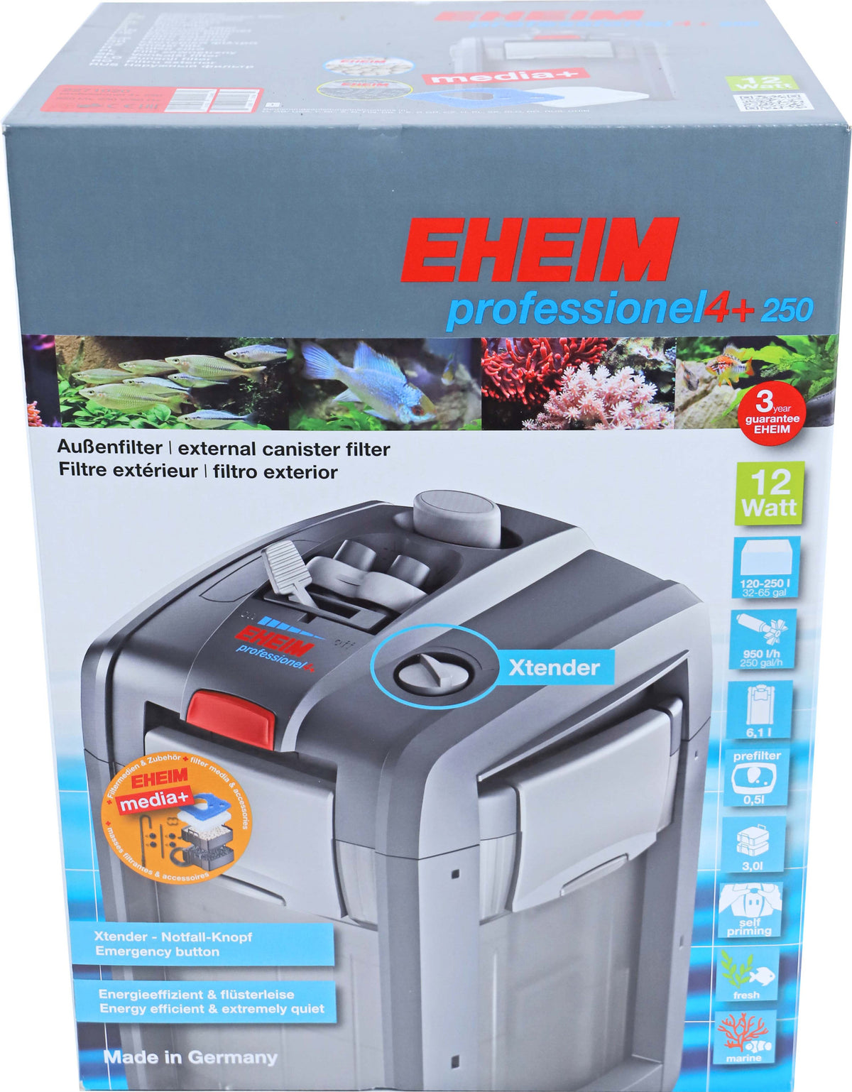 Eheim buitenfilter Professional 4+, 250 inclusief filtermassa.