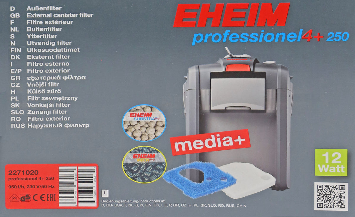 Eheim buitenfilter Professional 4+, 250 inclusief filtermassa.