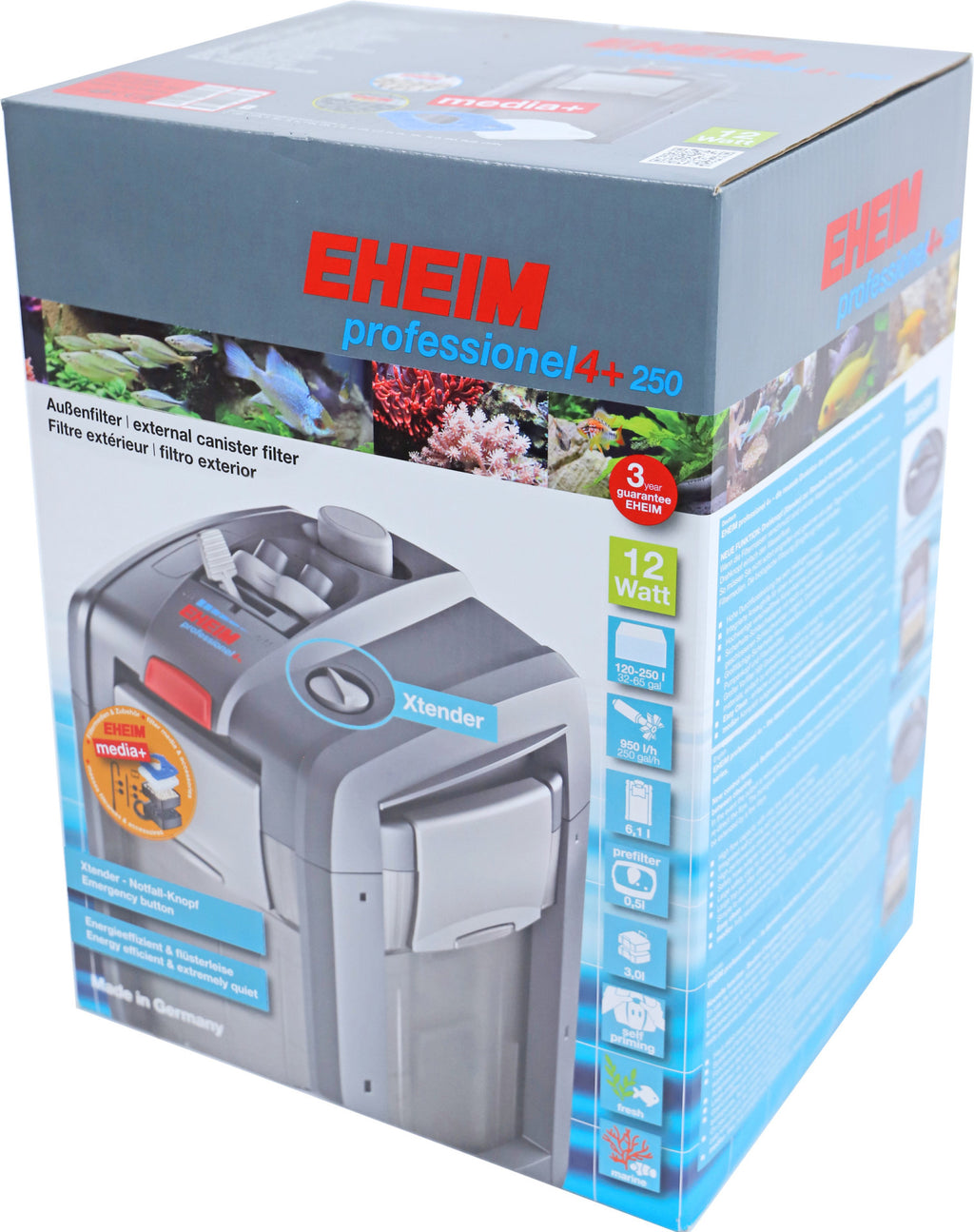 Eheim buitenfilter Professional 4+, 250 inclusief filtermassa.