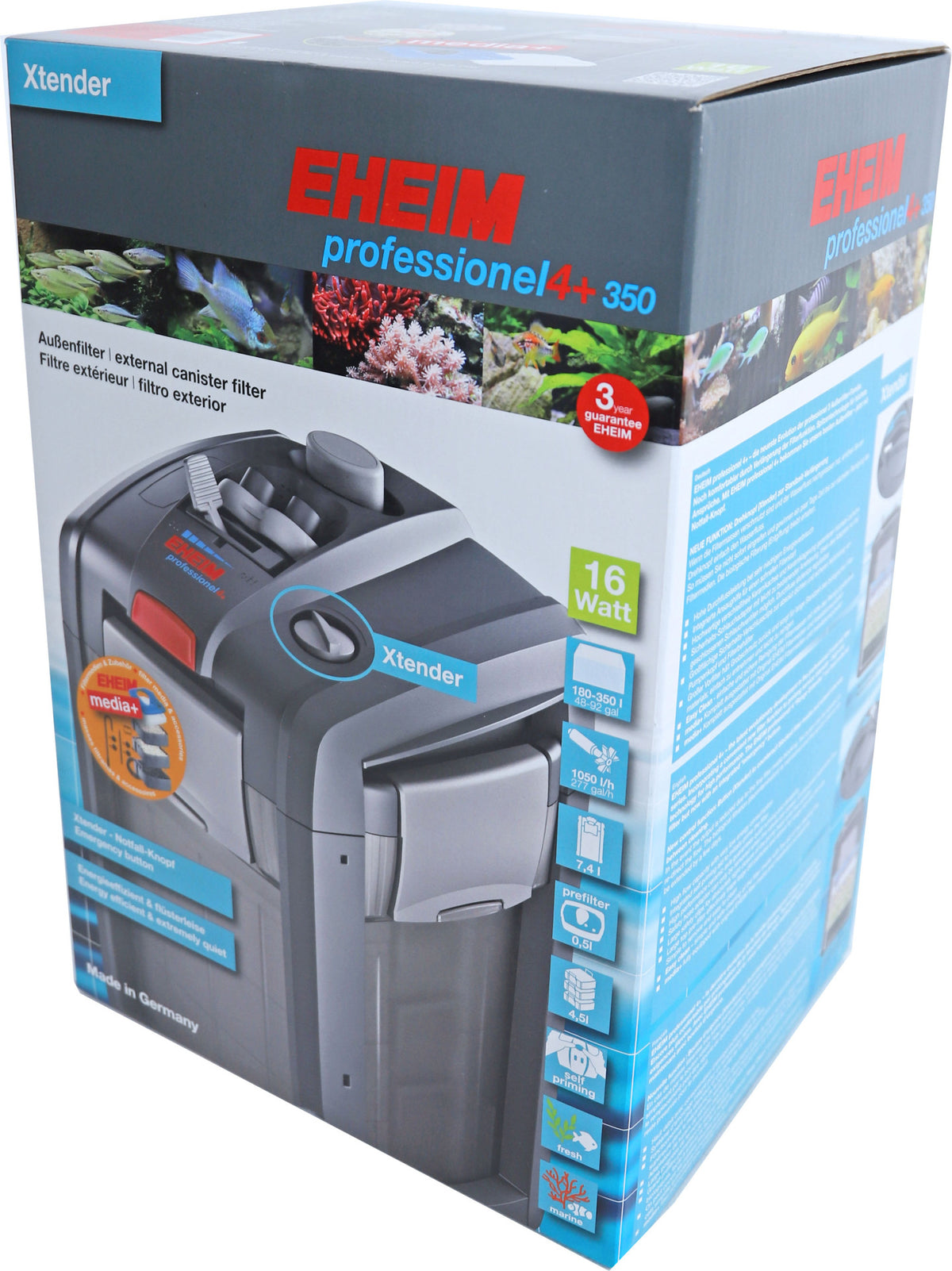 Eheim buitenfilter Professional 4+, 350 inclusief filtermassa.
