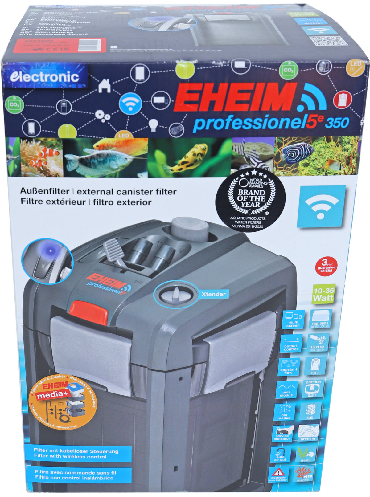 Eheim buitenfilter Professional 5e Wifi, 350 inclusief filtermassa.