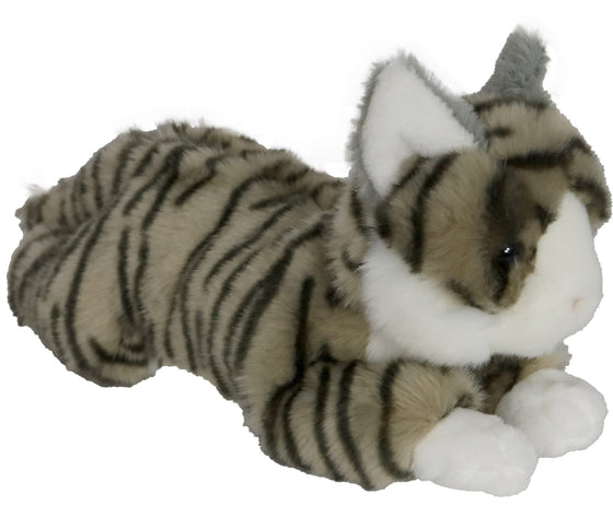 Boony natural decorations kat pluche liggend grijs 30 cm