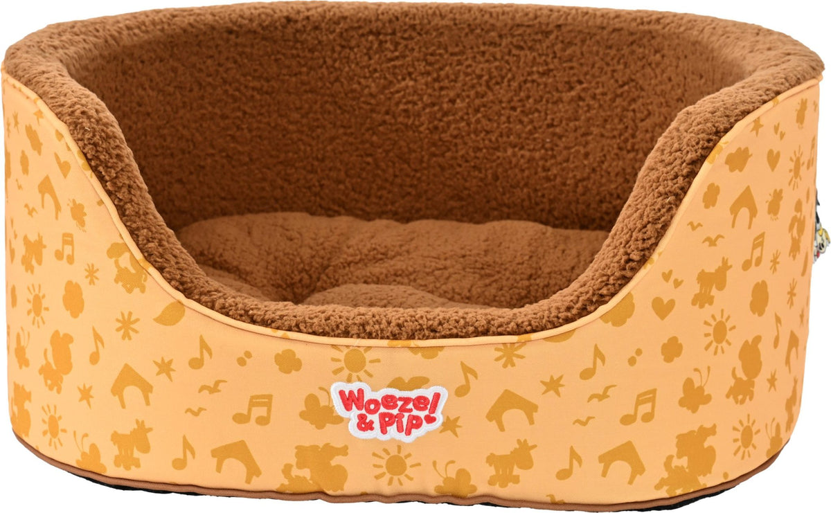 Woezel & Pip slaapmand hoge rand geel 60cm