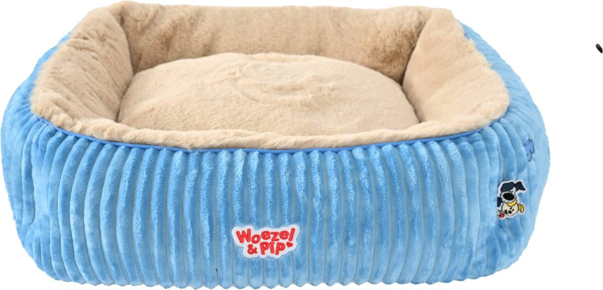 Woezel & Pip divan corduroy vierkant blauw 60cm
