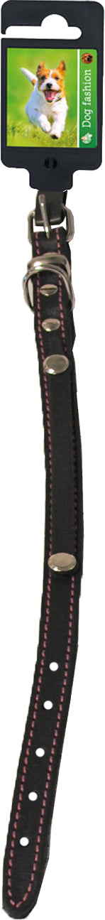 Boon Dog fashion naamhalsband soft gestikt zwart/roze, 12 mm/30 cm.