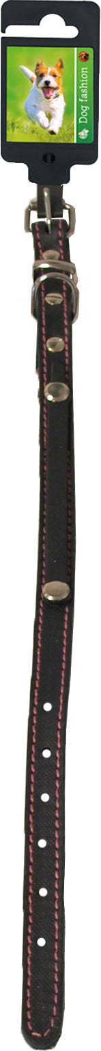 Boon Dog fashion naamhalsband soft gestikt zwart/roze, 12 mm/35 cm.