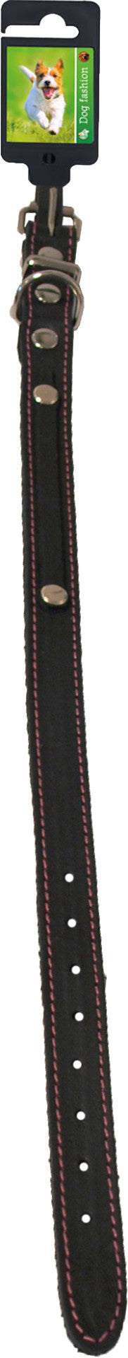 Boon Dog fashion naamhalsband soft gestikt zwart/roze, 18 mm/45 cm.
