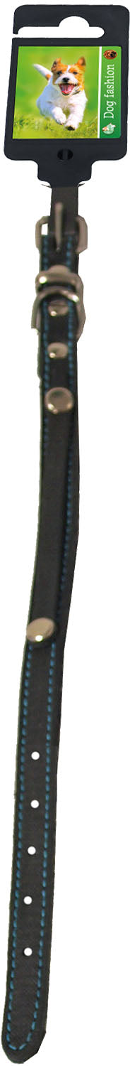 Boon Dog fashion naamhalsband soft gestikt zwart/turquoise, 12 mm/30 cm.