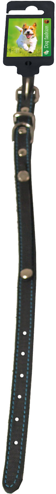 Boon Dog fashion naamhalsband soft gestikt zwart/turquoise, 12 mm/35 cm.