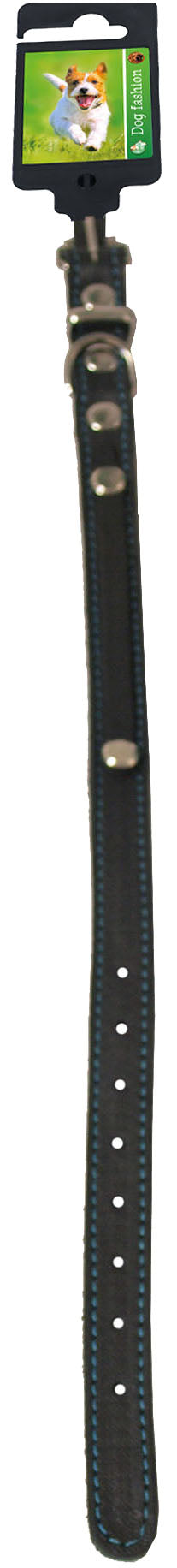 Boon Dog fashion naamhalsband soft gestikt zwart/turquoise, 16 mm/40 cm.