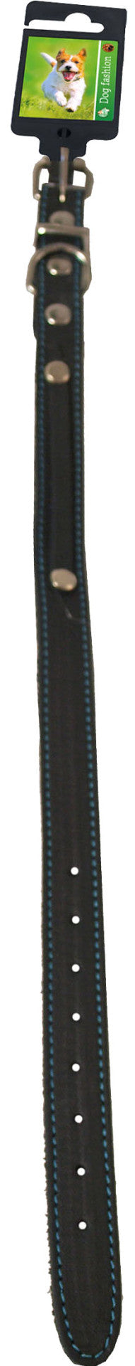 Boon Dog fashion naamhalsband soft gestikt zwart/turquoise, 18 mm/45 cm.