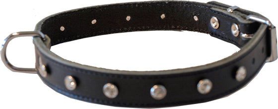 Boon Dog fashion halsband met strass 20 mm/45 cm, donkerbruin.