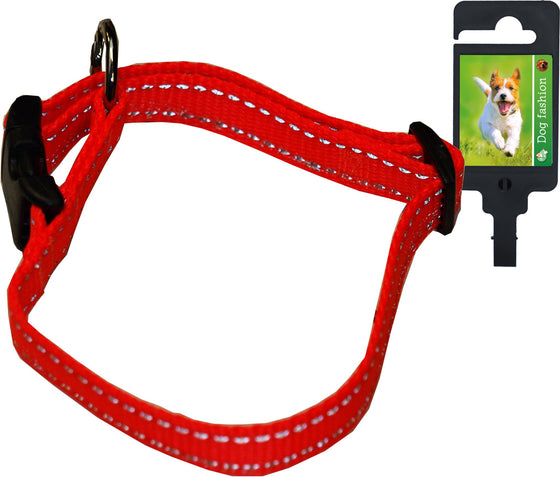 Boon Dog fashion halsband nylon verstelbaar oranje/reflecterend, 10 mm 20-35 cm.