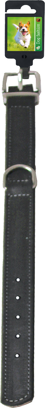 Boon Dog fashion halsband soft gevoerd zwart/grijs, 25 mm/40 cm.