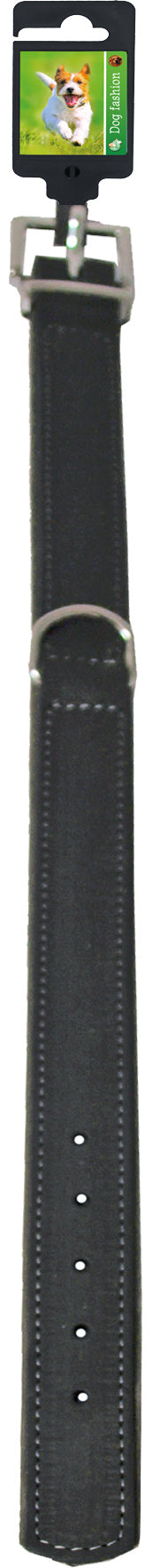 Boon Dog fashion halsband soft gevoerd zwart/grijs, 25 mm/50 cm.