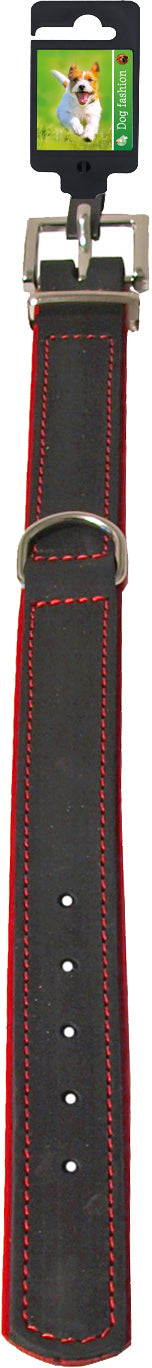 Boon Dog fashion halsband soft gevoerd zwart/rood, 25 mm/40 cm.