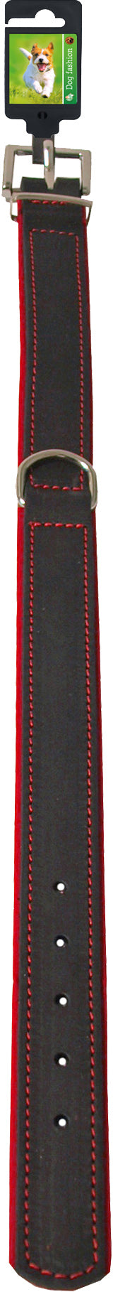 Boon Dog fashion halsband soft gevoerd zwart/rood, 25 mm/50 cm.