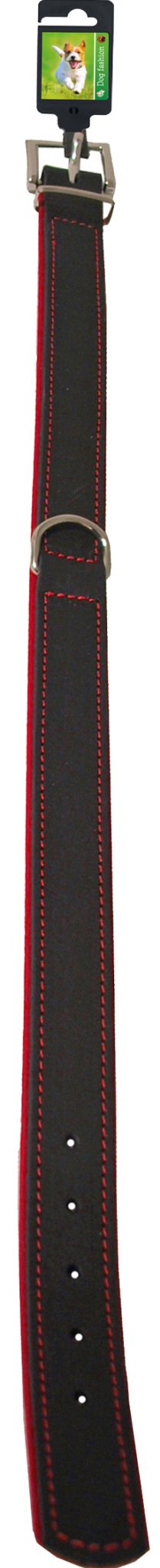 Boon Dog fashion halsband soft gevoerd zwart/rood, 25 mm/60 cm.
