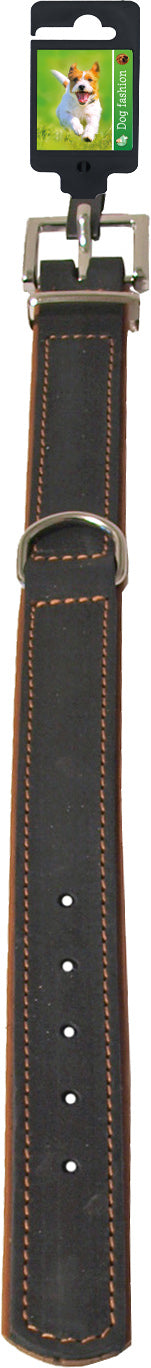 Boon Dog fashion halsband soft gevoerd zwart/cognac, 25 mm/40 cm.