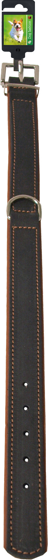 Boon Dog fashion halsband soft gevoerd zwart/cognac, 25 mm/50 cm.